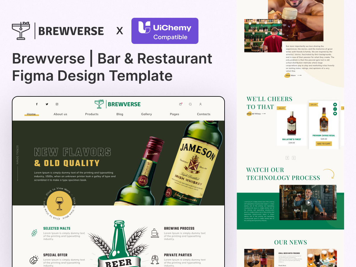 Brewverse | Bar & Restaurant Figma Design Template
