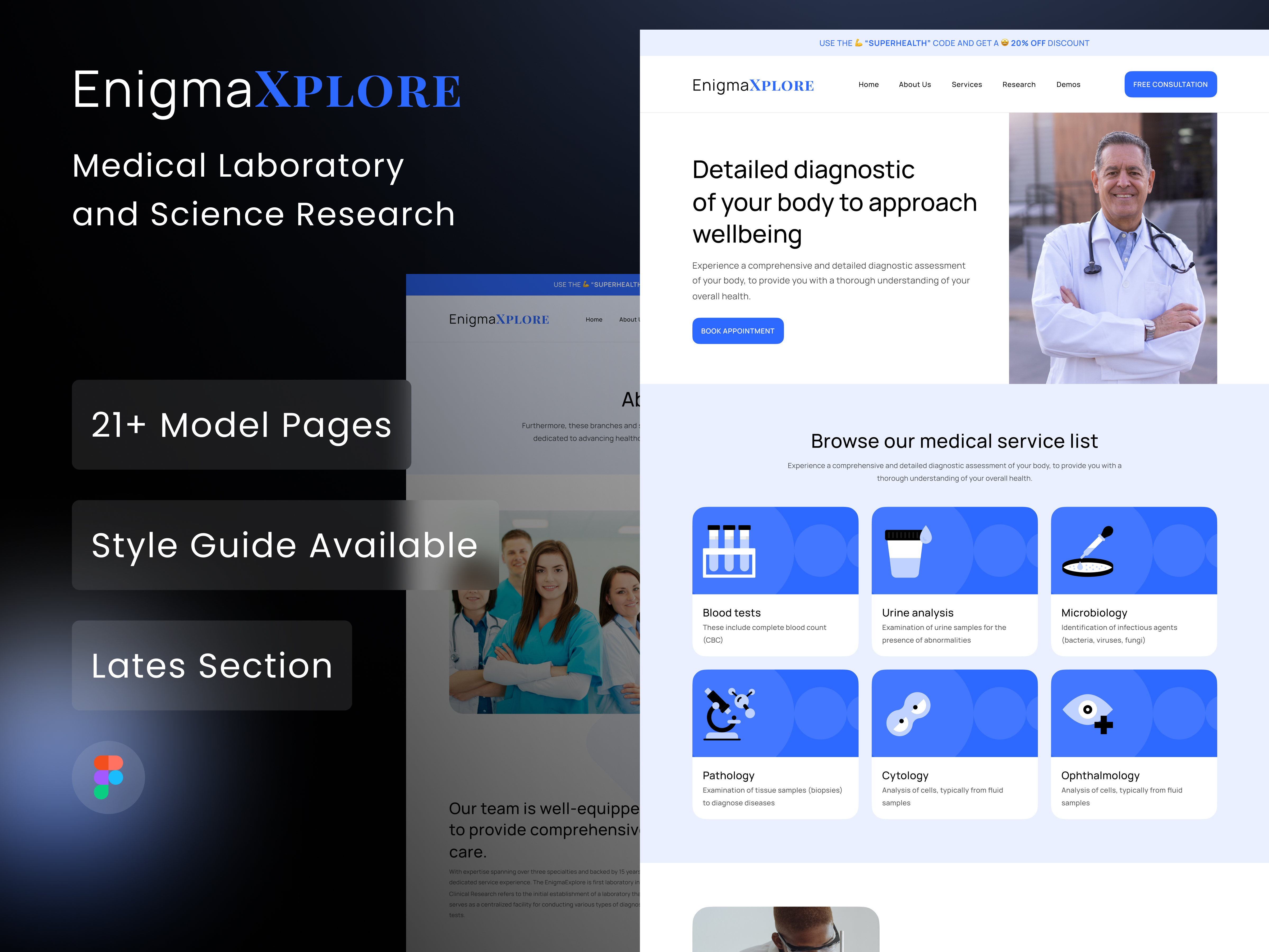 EnigmaExplore - Medical Laboratory and Science Research Figma Design Template | WDK