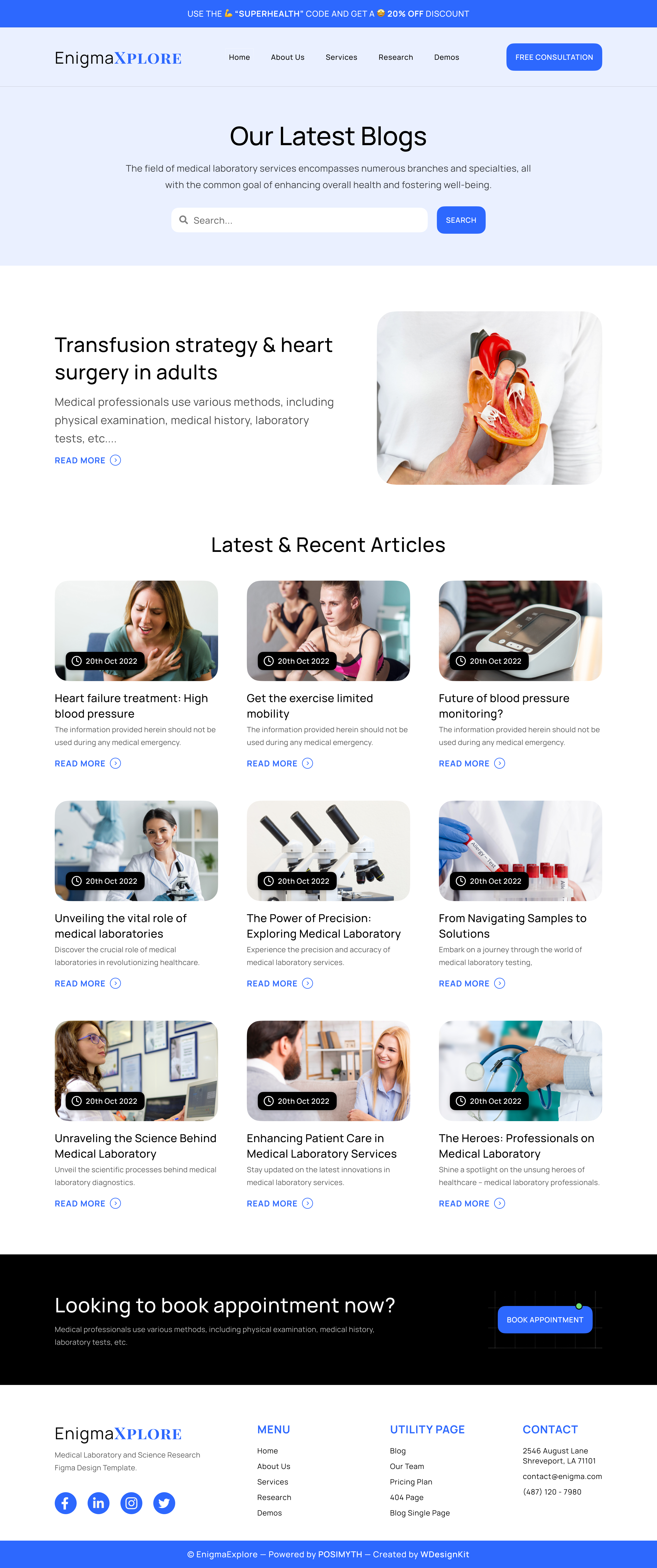 EnigmaExplore - Medical Laboratory and Science Research Figma Design Template | WDK