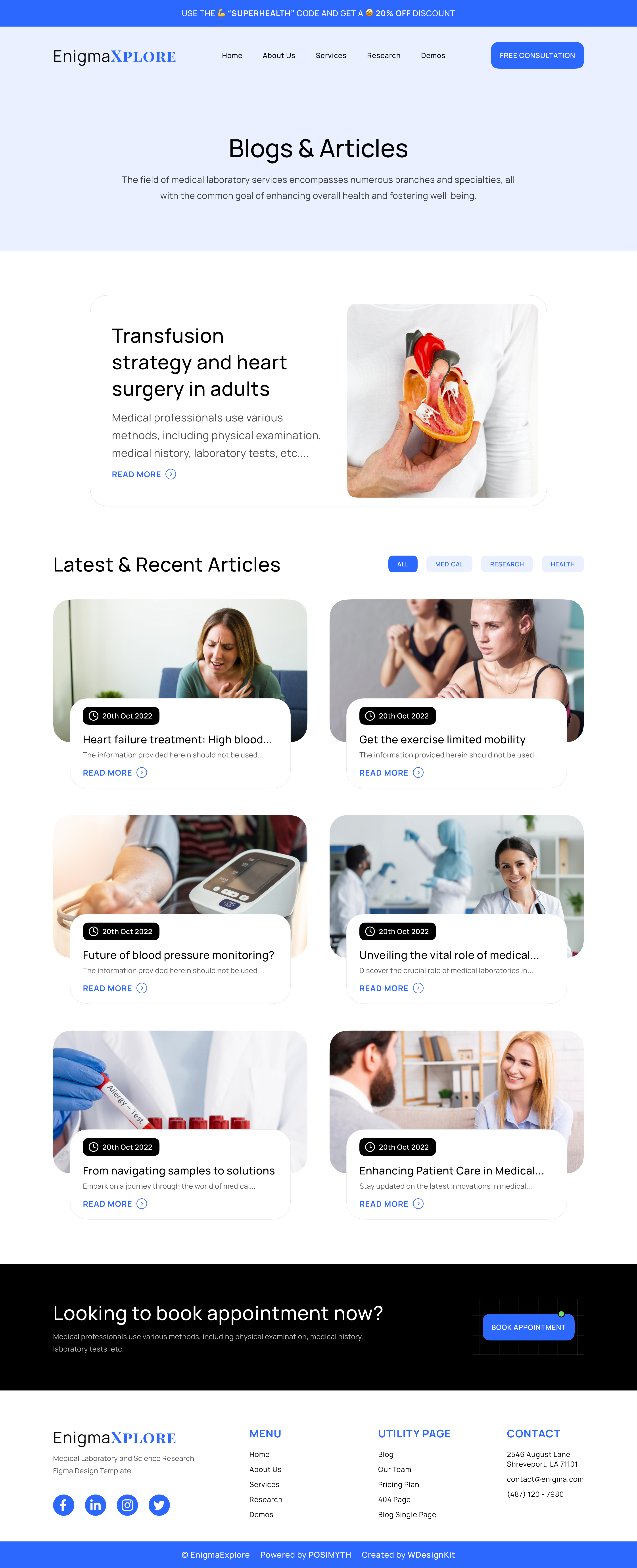 EnigmaExplore - Medical Laboratory and Science Research Figma Design Template | WDK