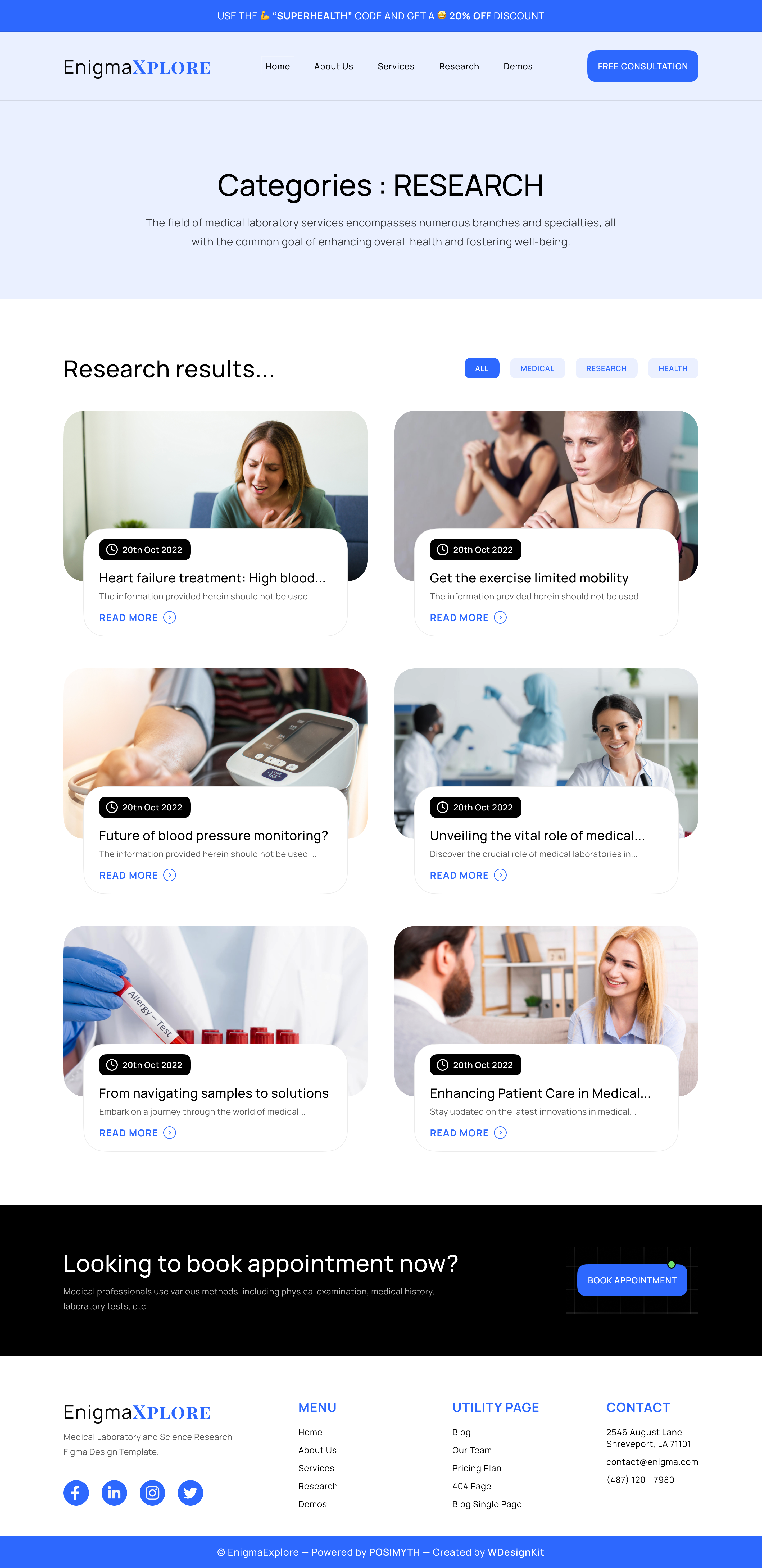EnigmaExplore - Medical Laboratory and Science Research Figma Design Template | WDK