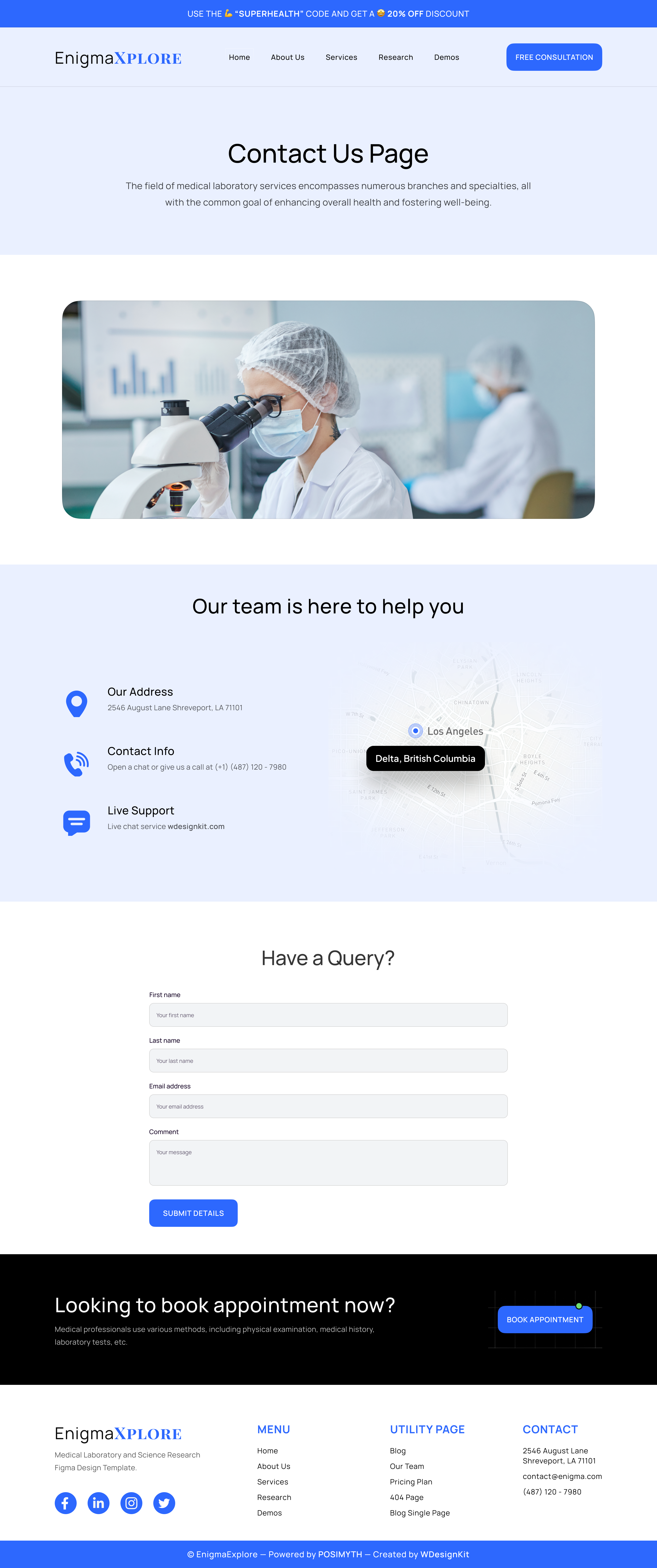 EnigmaExplore - Medical Laboratory and Science Research Figma Design Template | WDK
