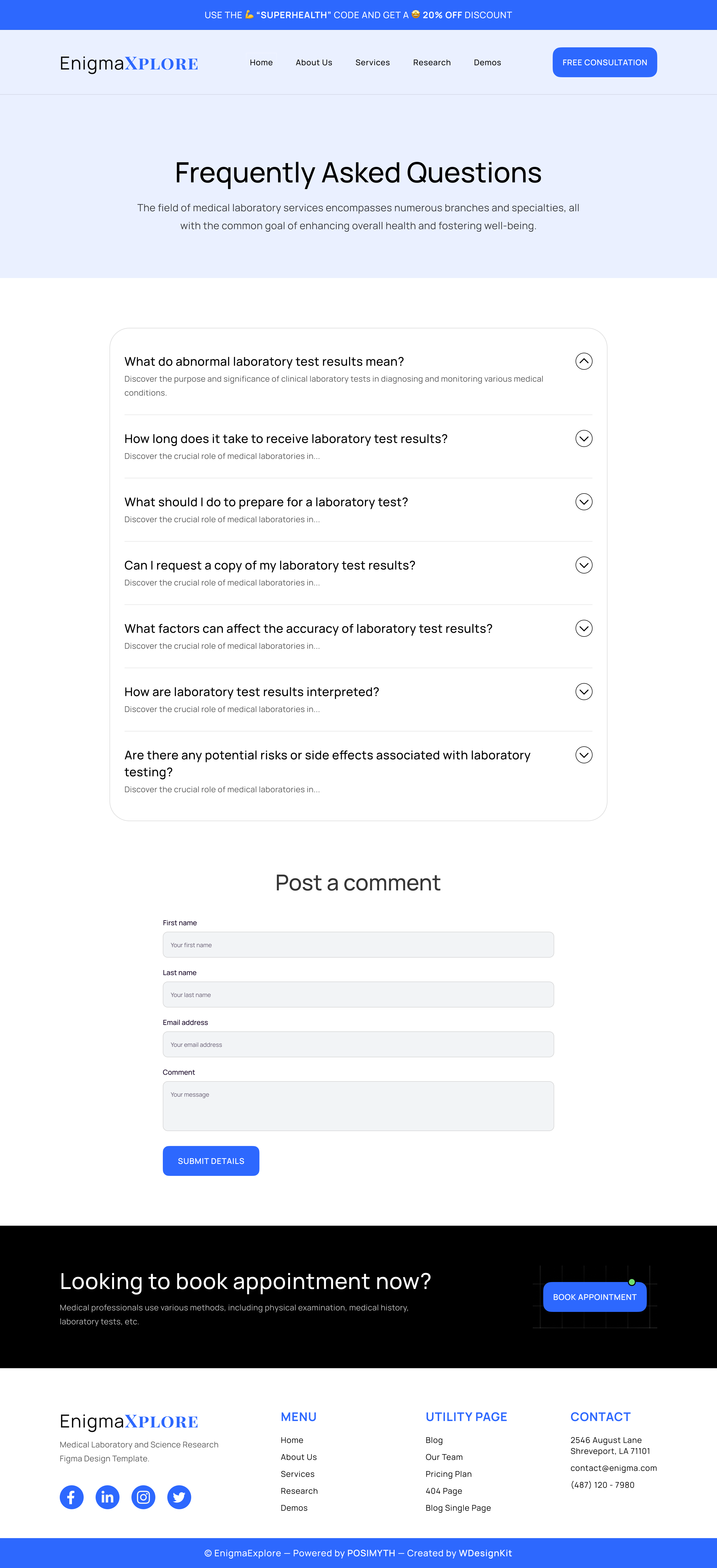 EnigmaExplore - Medical Laboratory and Science Research Figma Design Template | WDK