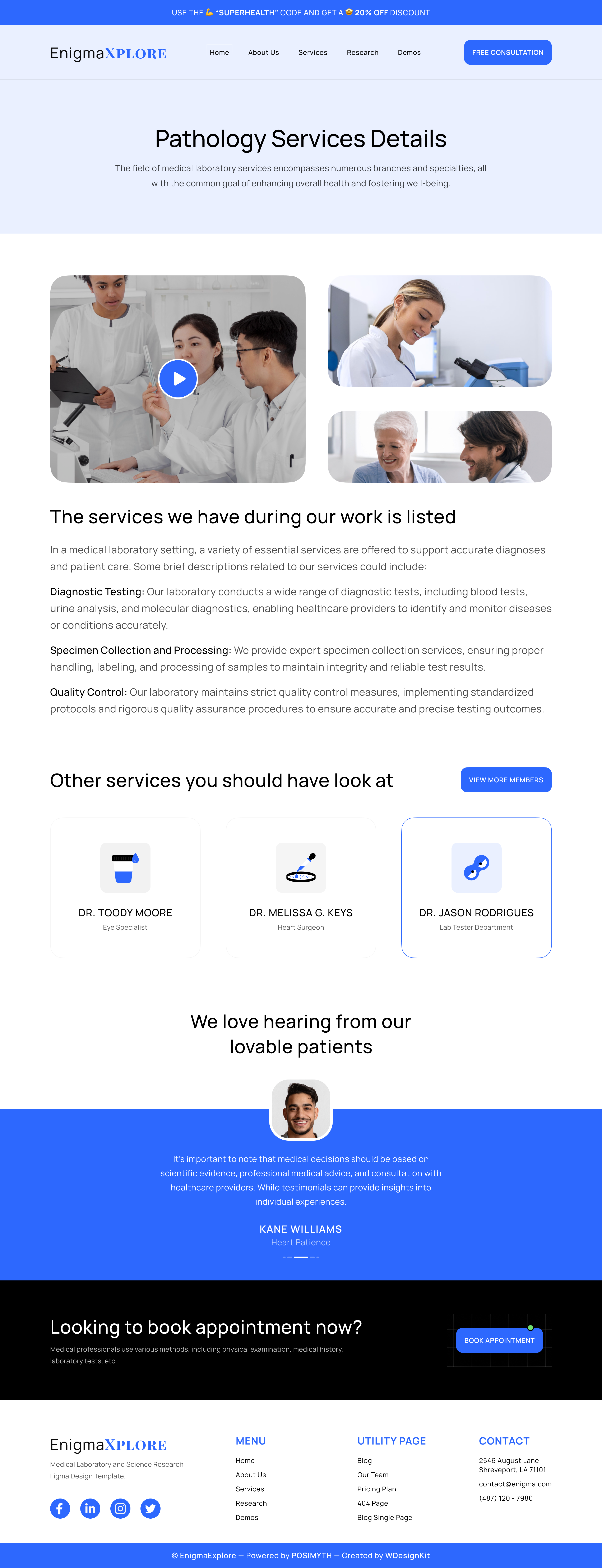 EnigmaExplore - Medical Laboratory and Science Research Figma Design Template | WDK