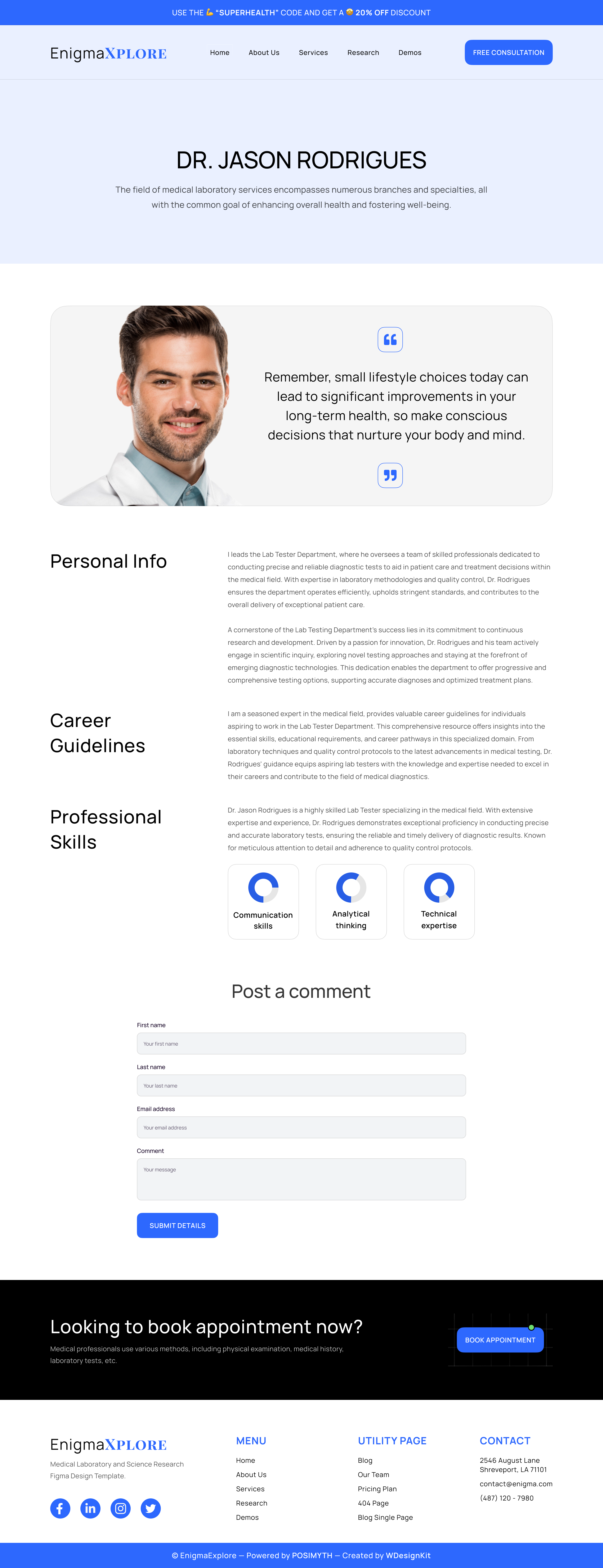 EnigmaExplore - Medical Laboratory and Science Research Figma Design Template | WDK