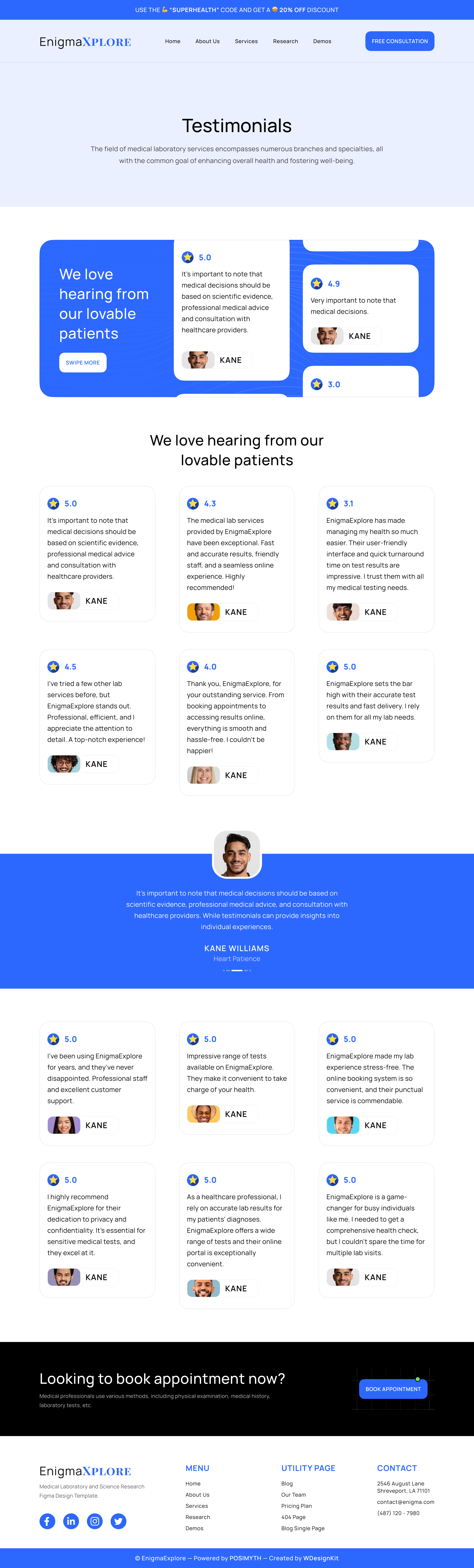 EnigmaExplore - Medical Laboratory and Science Research Figma Design Template | WDK