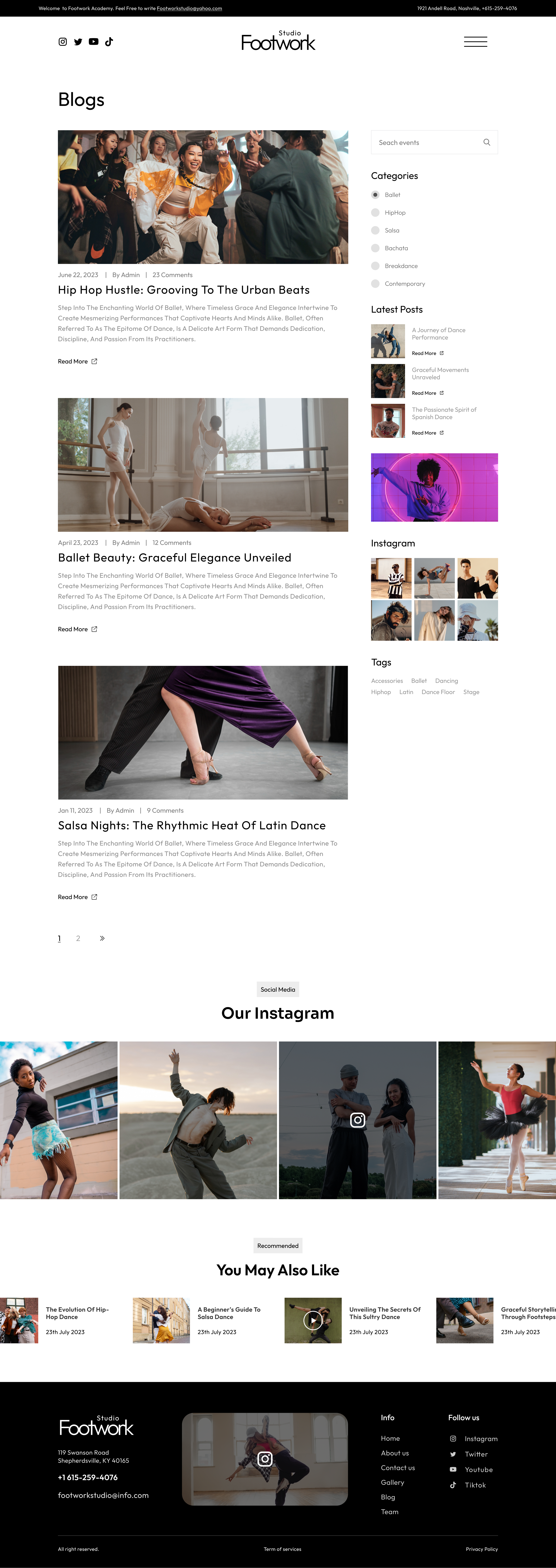 FootworkStudio | Dance Academy Figma Template WDK