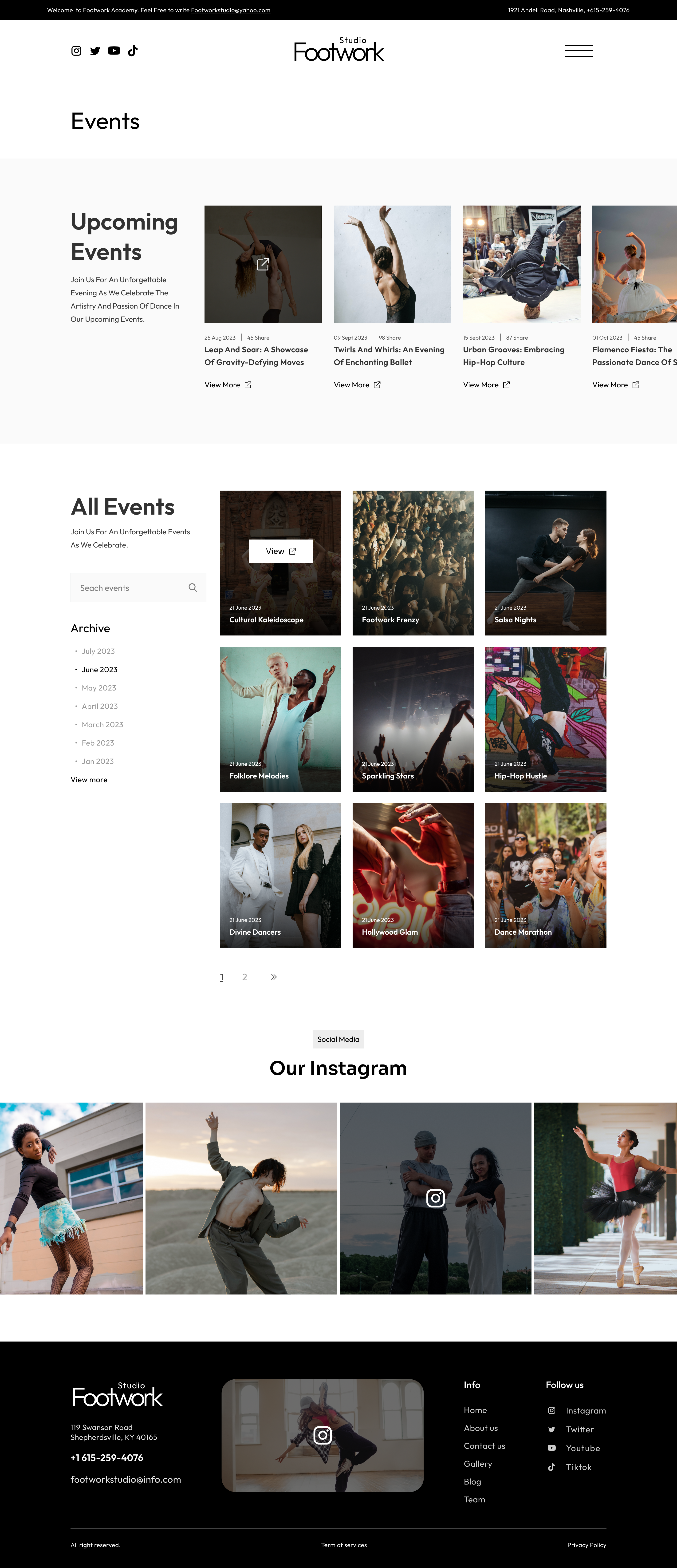 FootworkStudio | Dance Academy Figma Template WDK