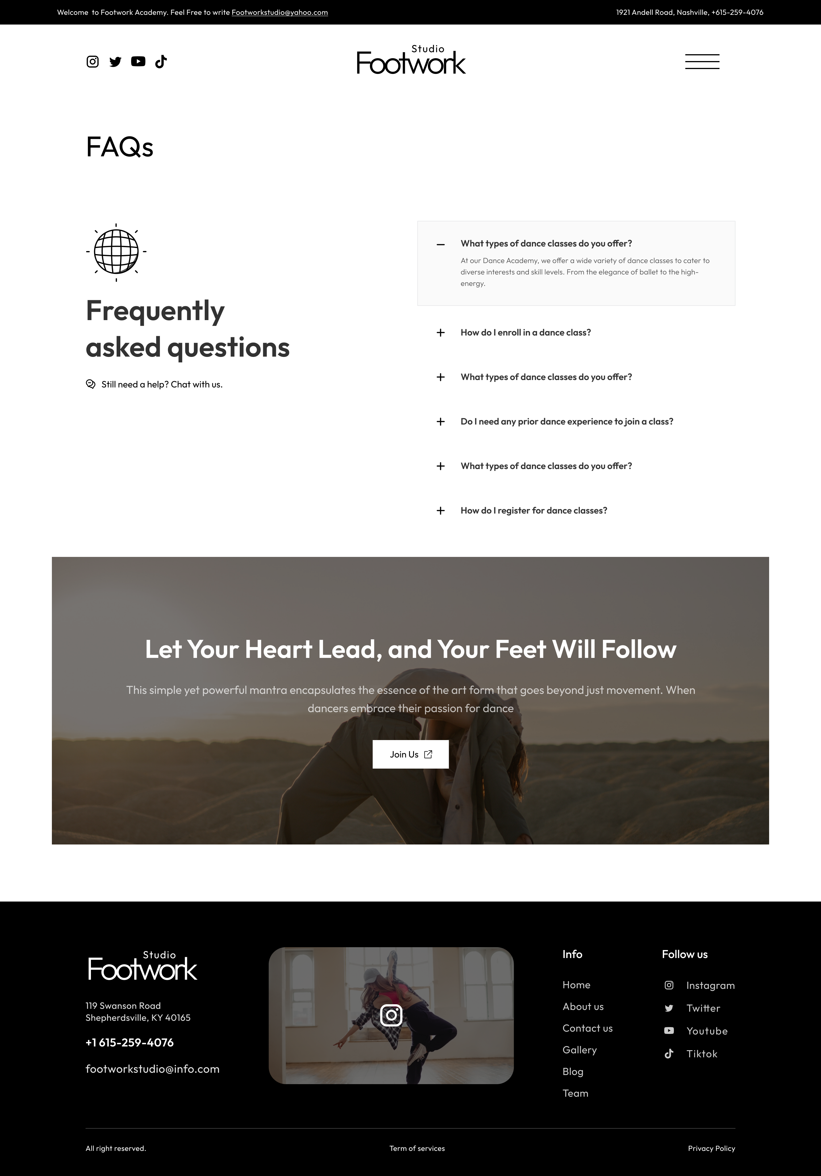 FootworkStudio | Dance Academy Figma Template WDK