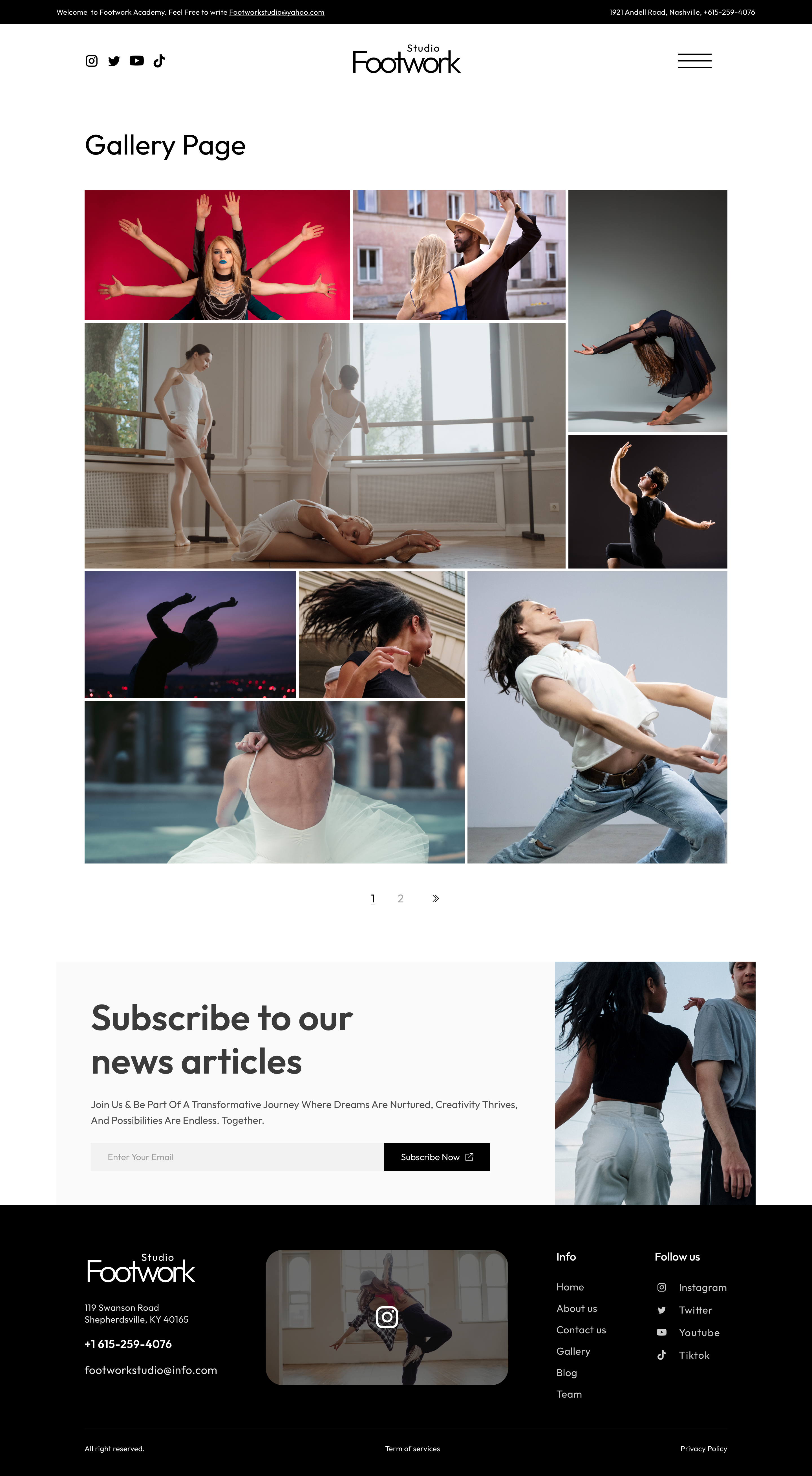 FootworkStudio | Dance Academy Figma Template WDK