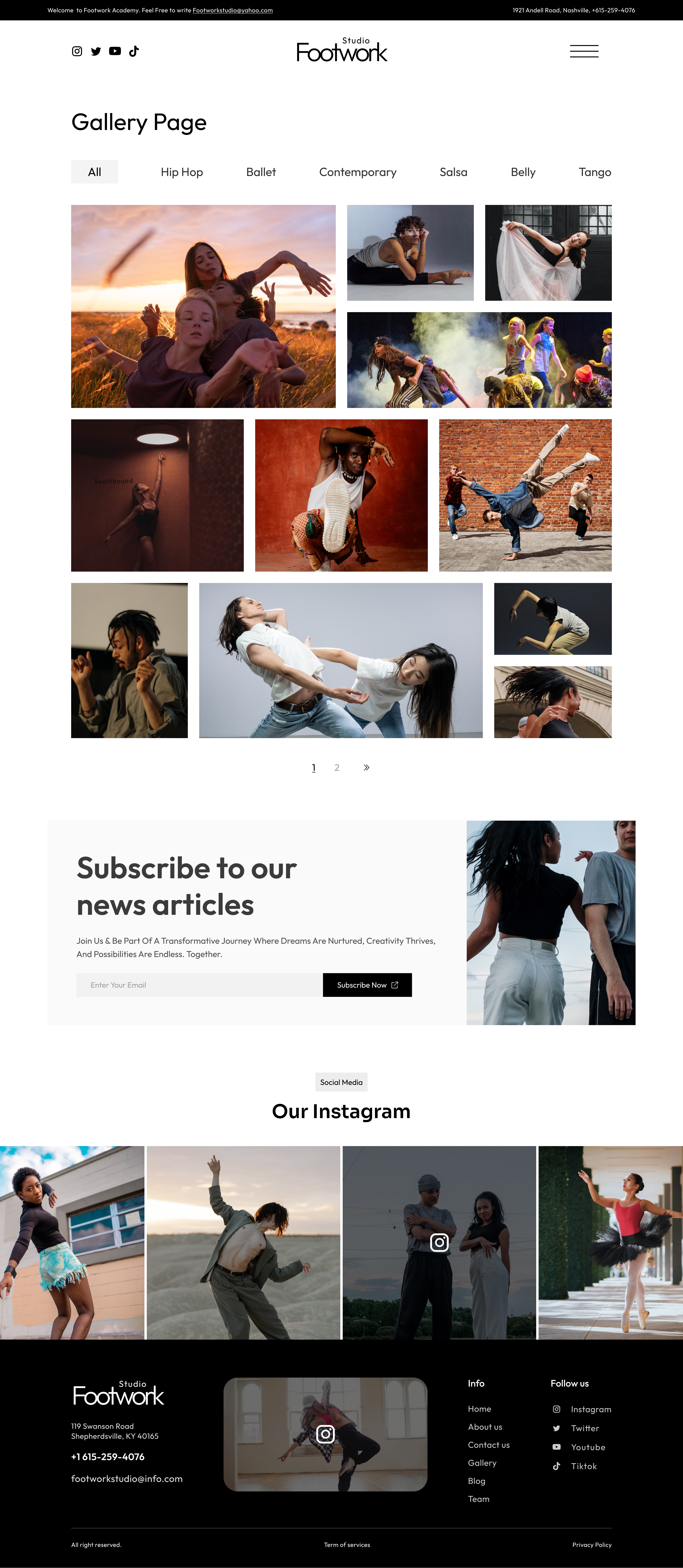 FootworkStudio | Dance Academy Figma Template WDK