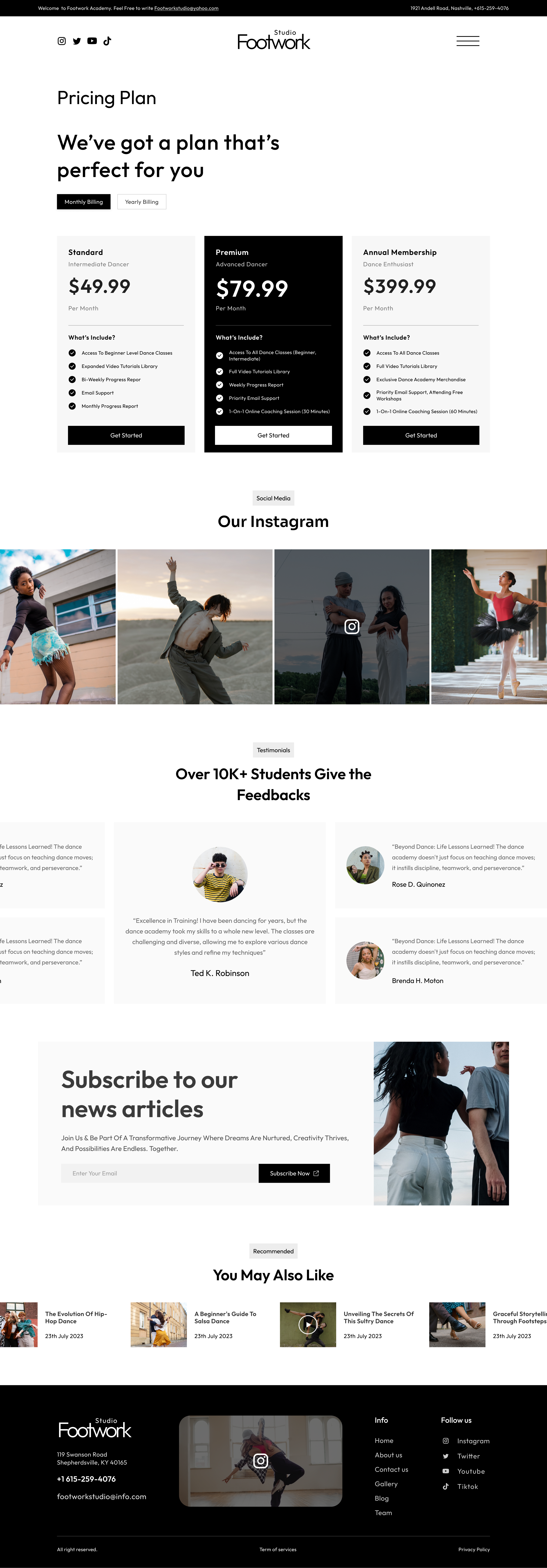FootworkStudio | Dance Academy Figma Template WDK