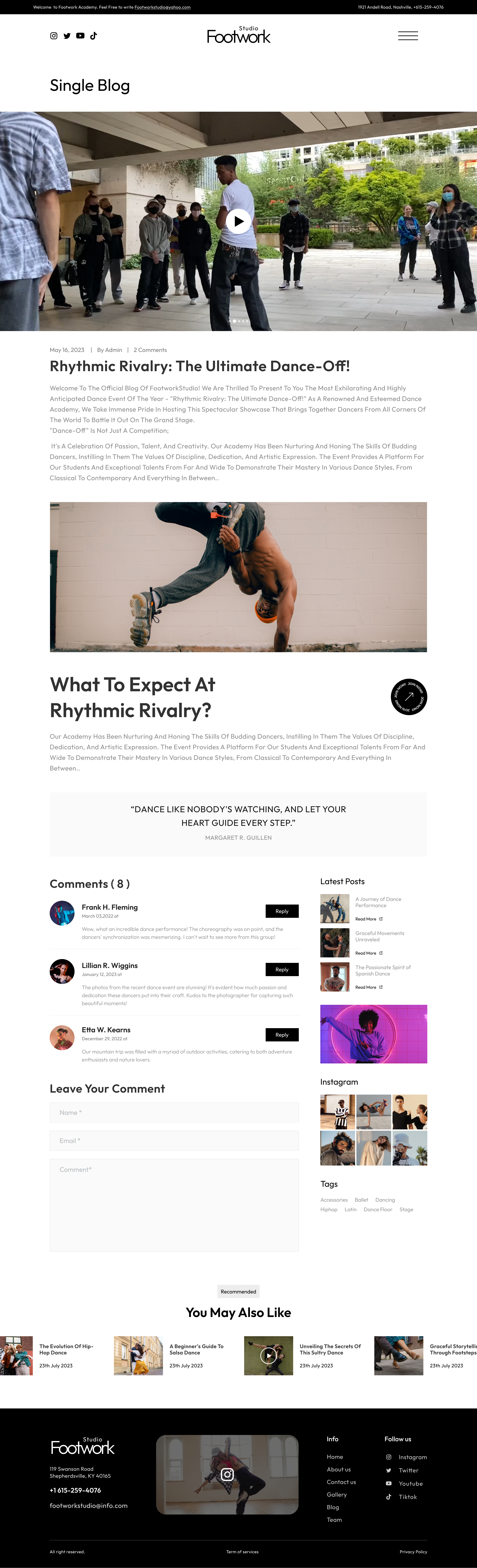 FootworkStudio | Dance Academy Figma Template WDK