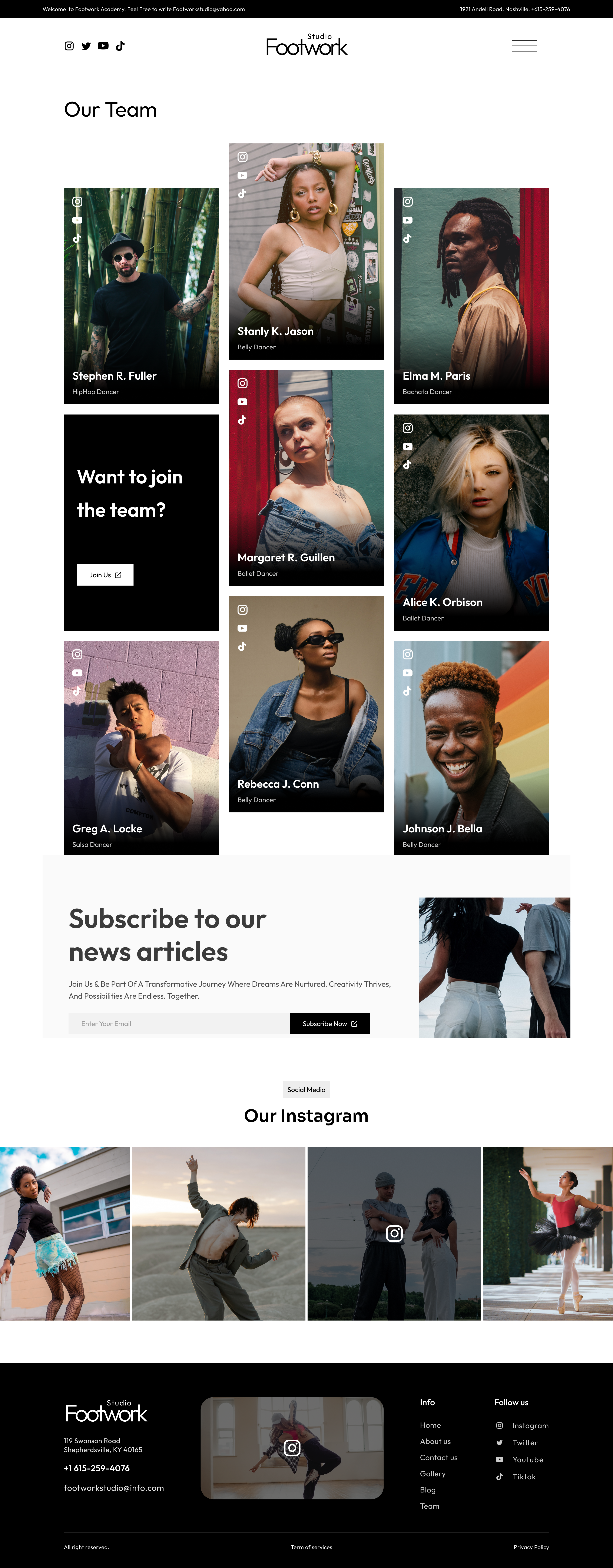 FootworkStudio | Dance Academy Figma Template WDK