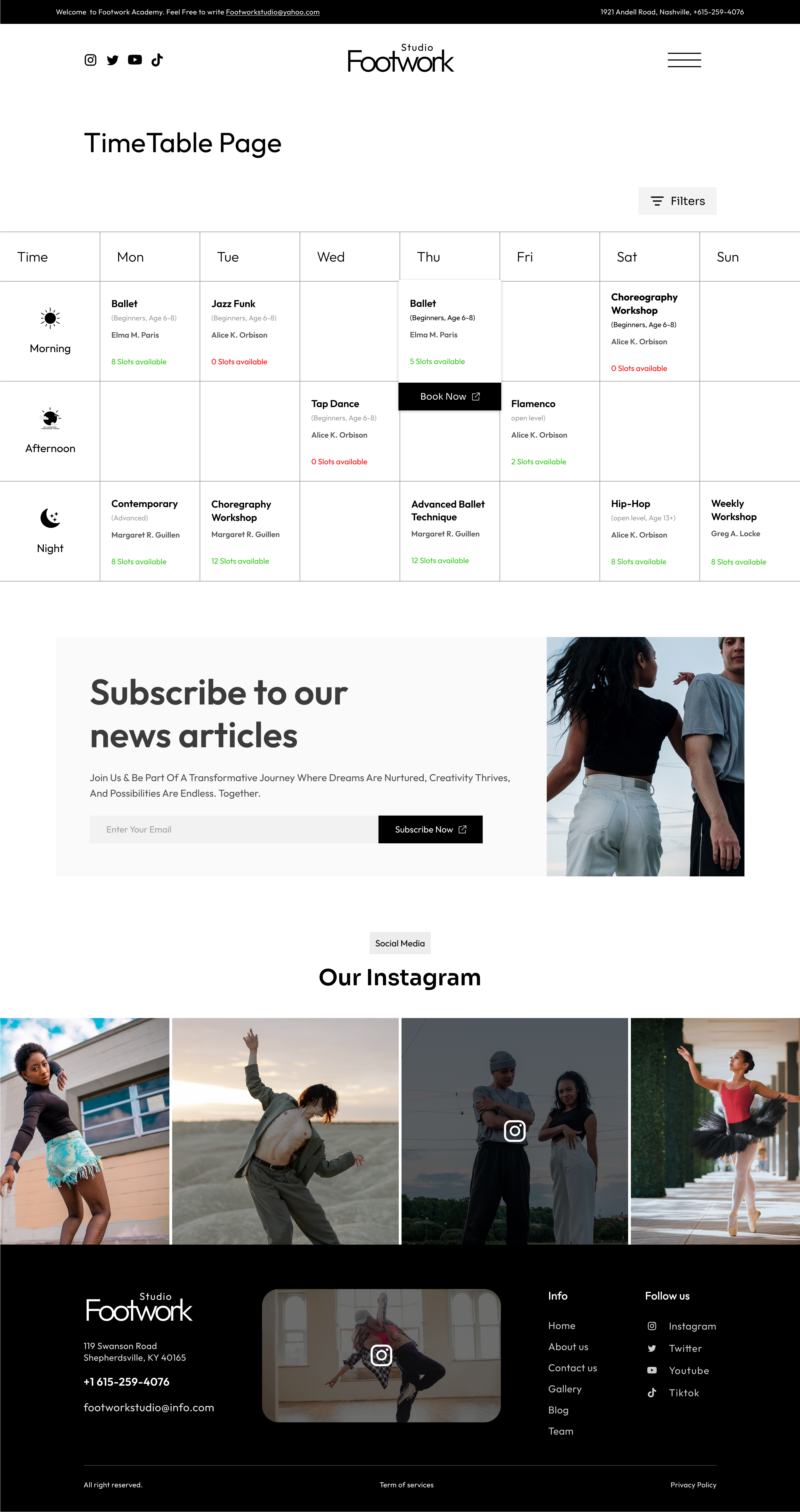 FootworkStudio | Dance Academy Figma Template WDK