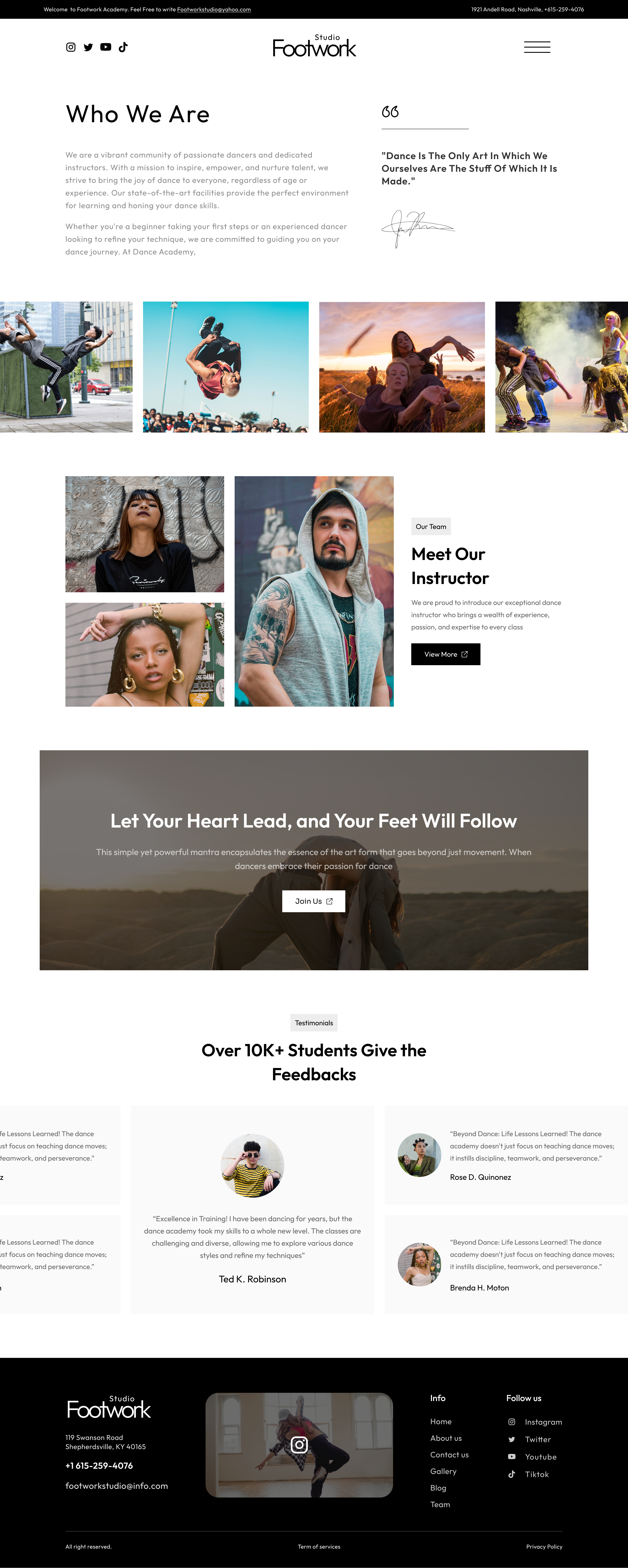 FootworkStudio | Dance Academy Figma Template WDK