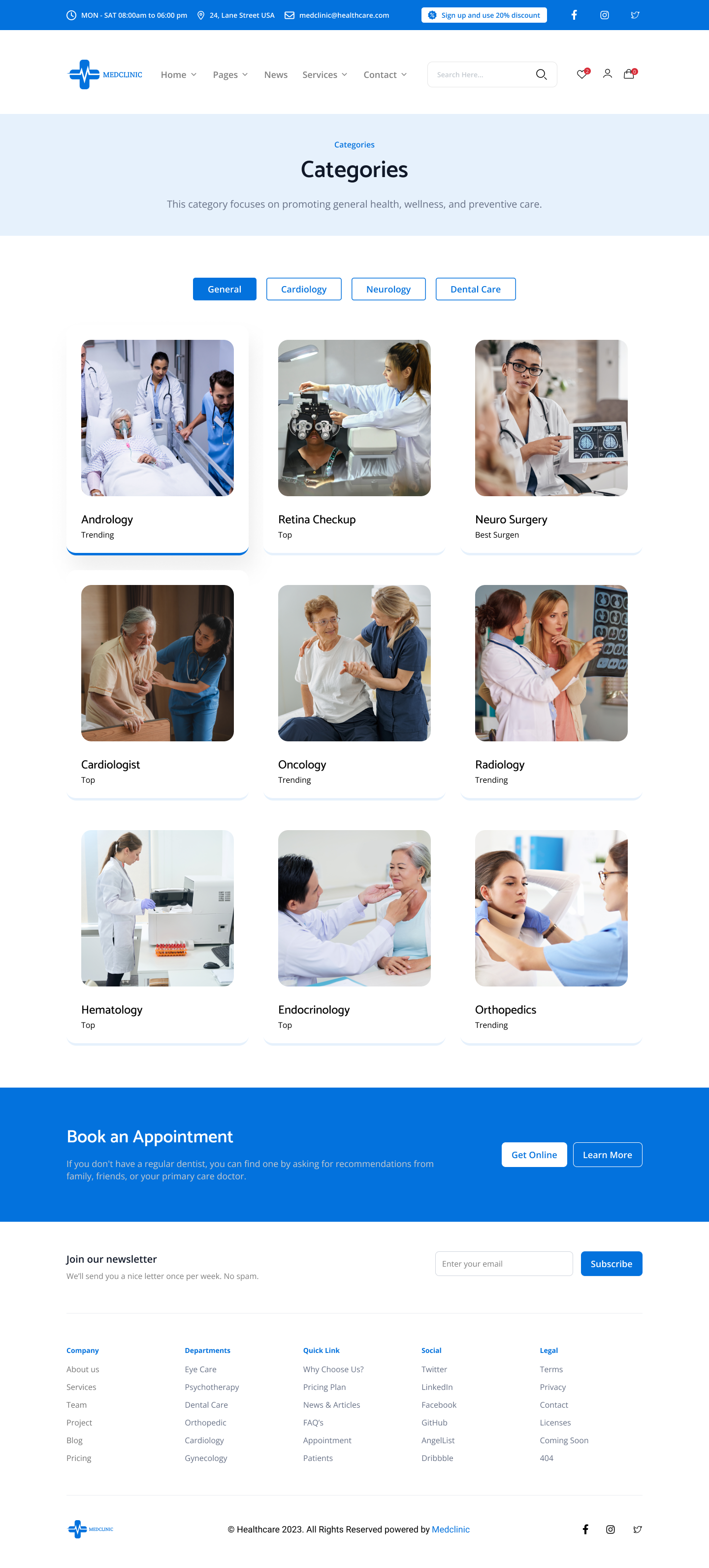 MedClinic - Doctor, Healthcare and Medical Figma Design Template